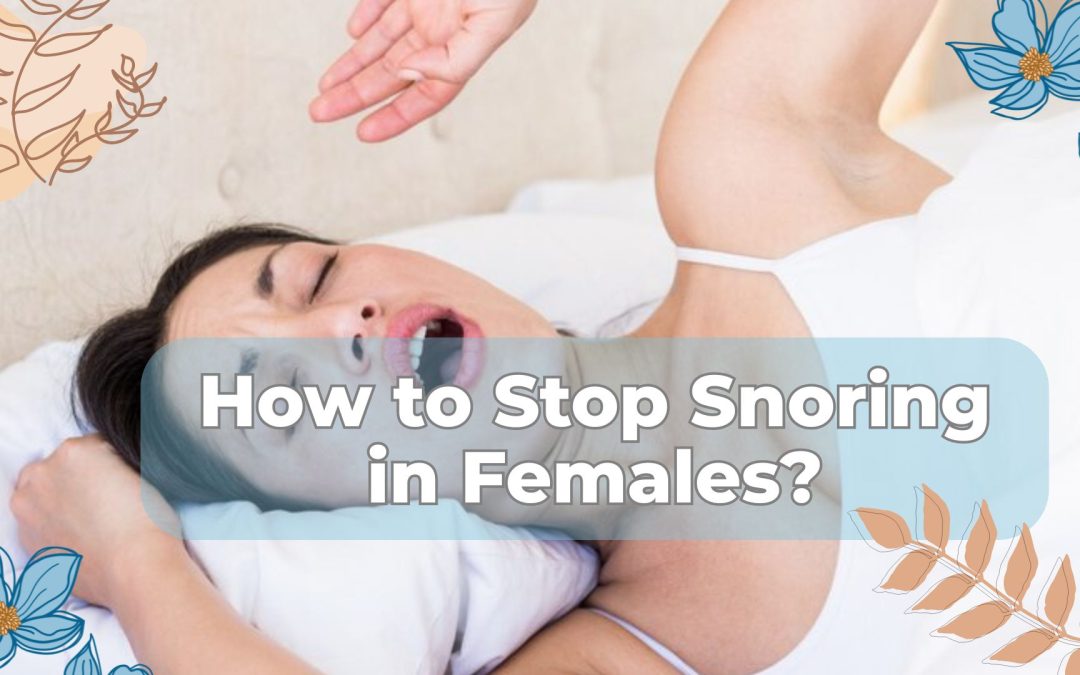 Woman yawning in bed, struggling with snoring in females.