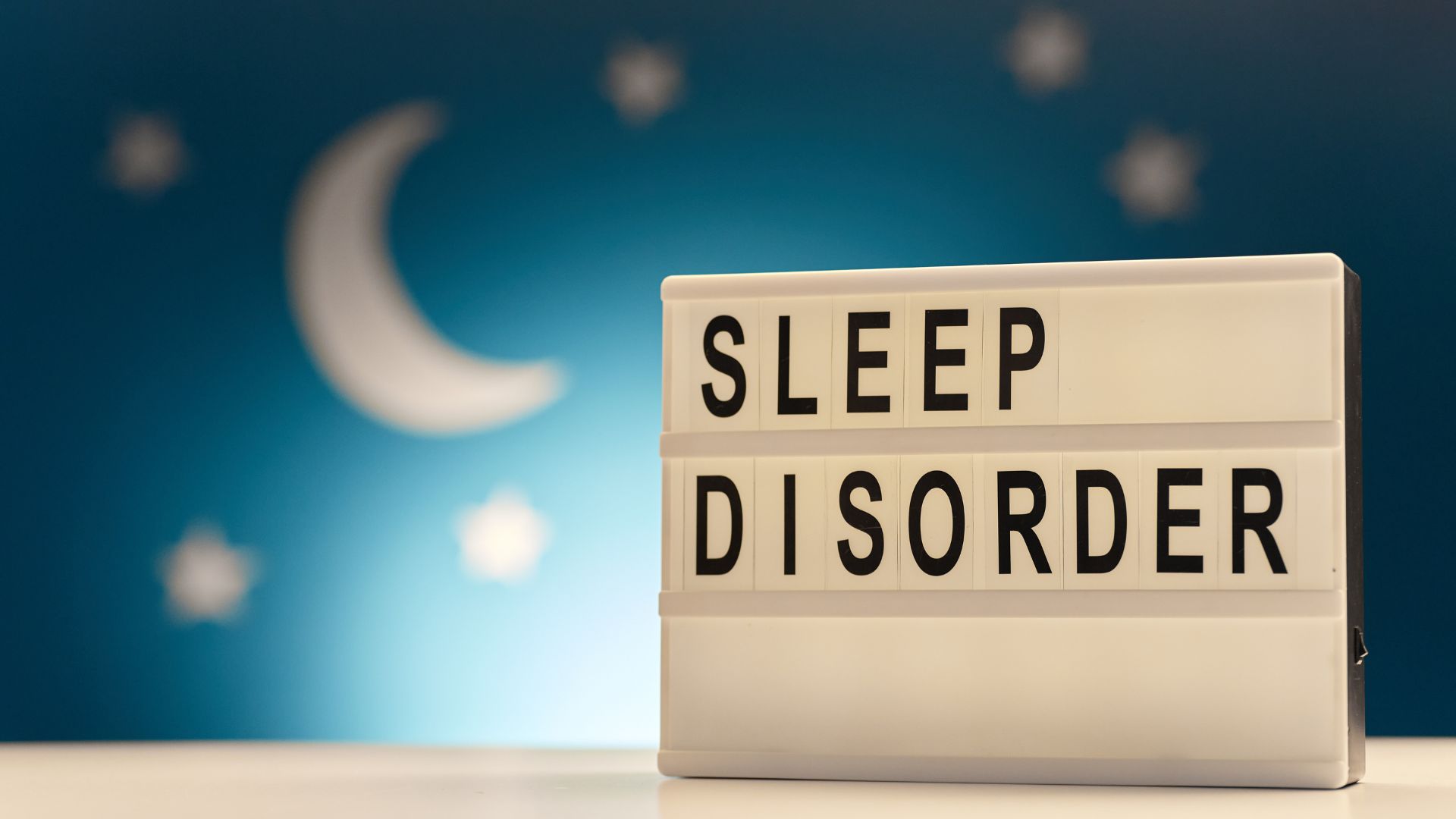 Lightbox showing 'SLEEP DISORDER' on blue background