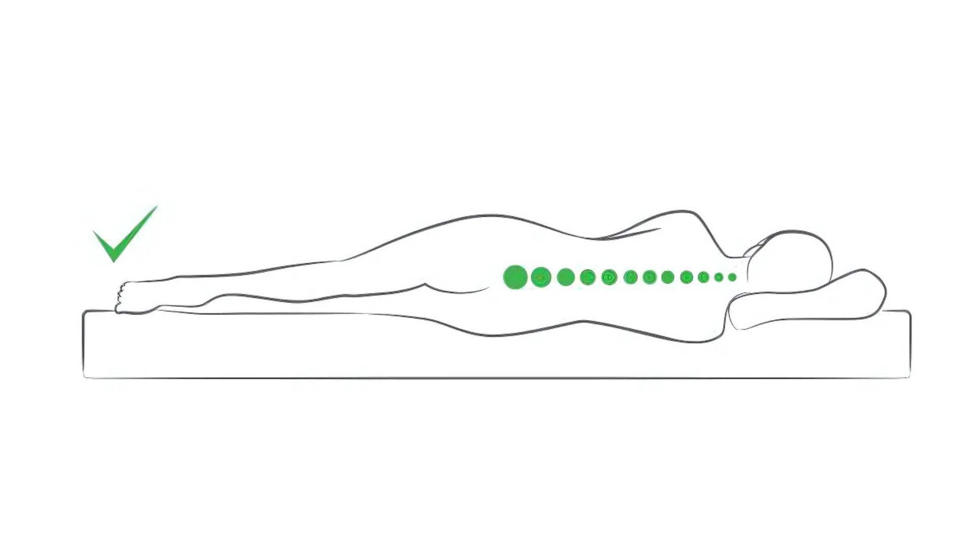 Illustration showing the correct side sleeping position for comfort.