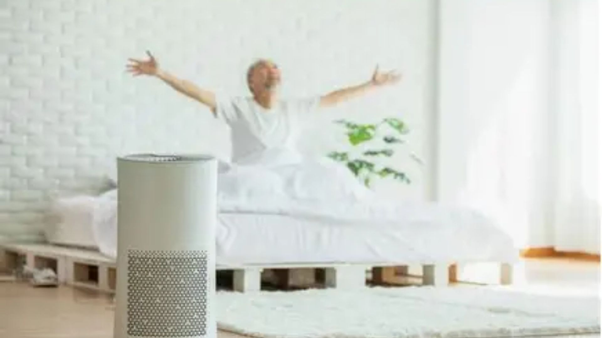 Smart air purifier improves bedroom air for better sleep.