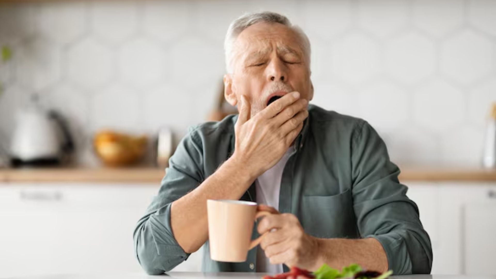 Man yawning in morning showing excessive daytime sleepiness