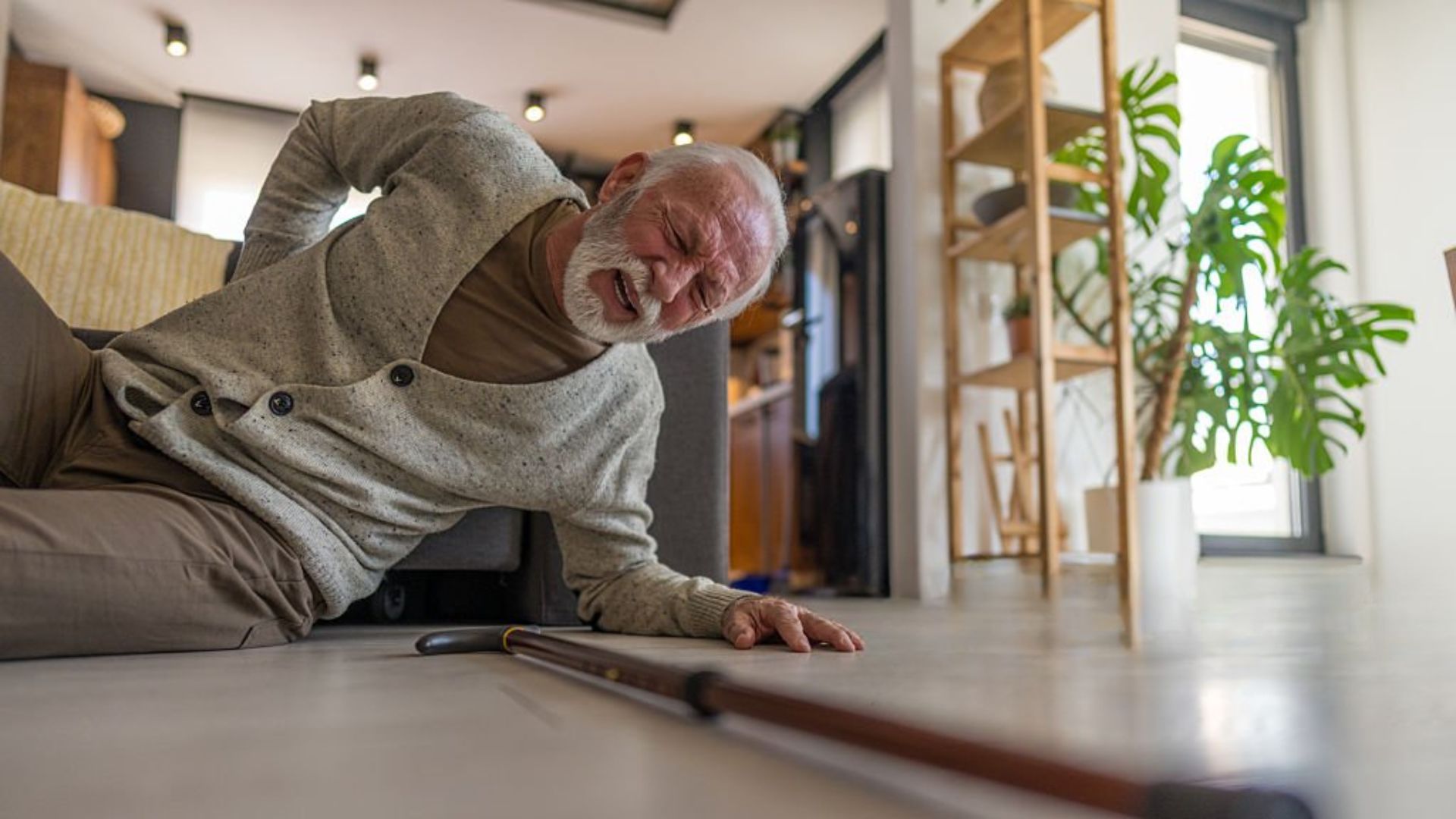 Older man fallen at home showing risk from untreated sleep apnea