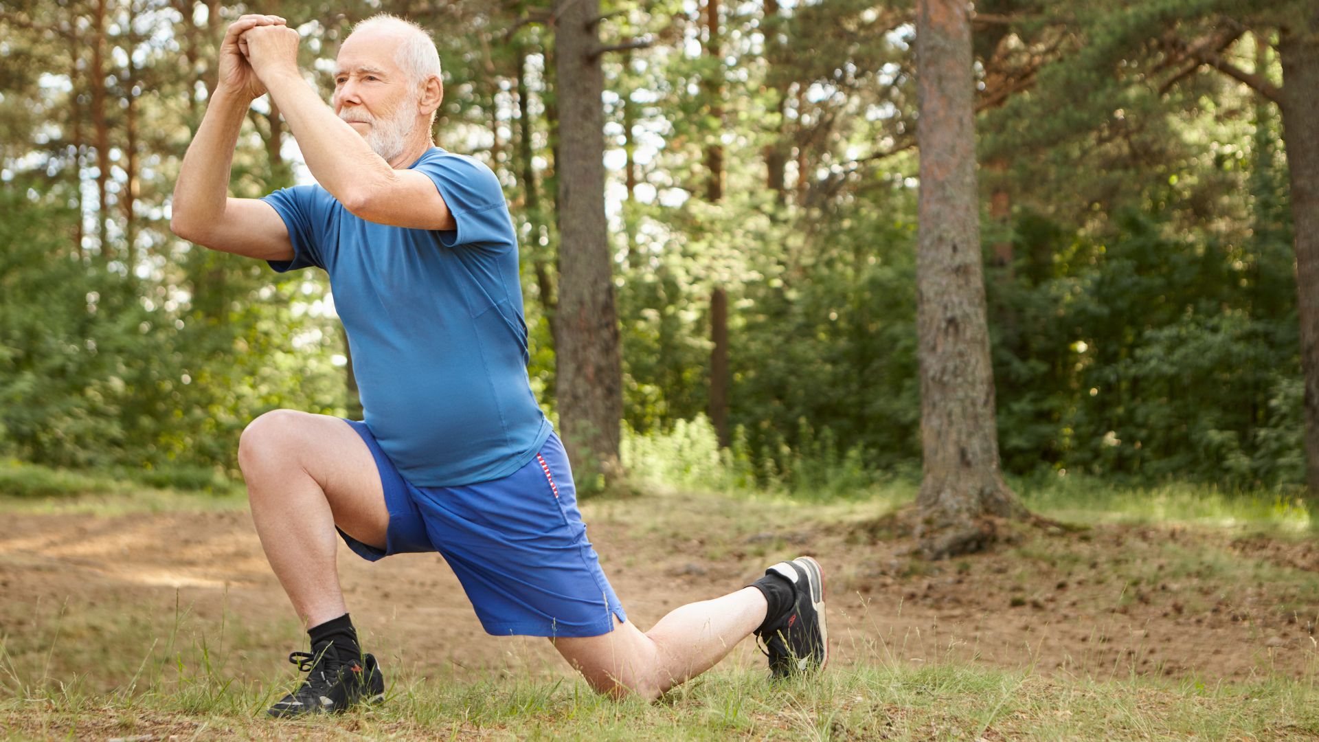 Senior exercising to help manage sleep apnea symptoms