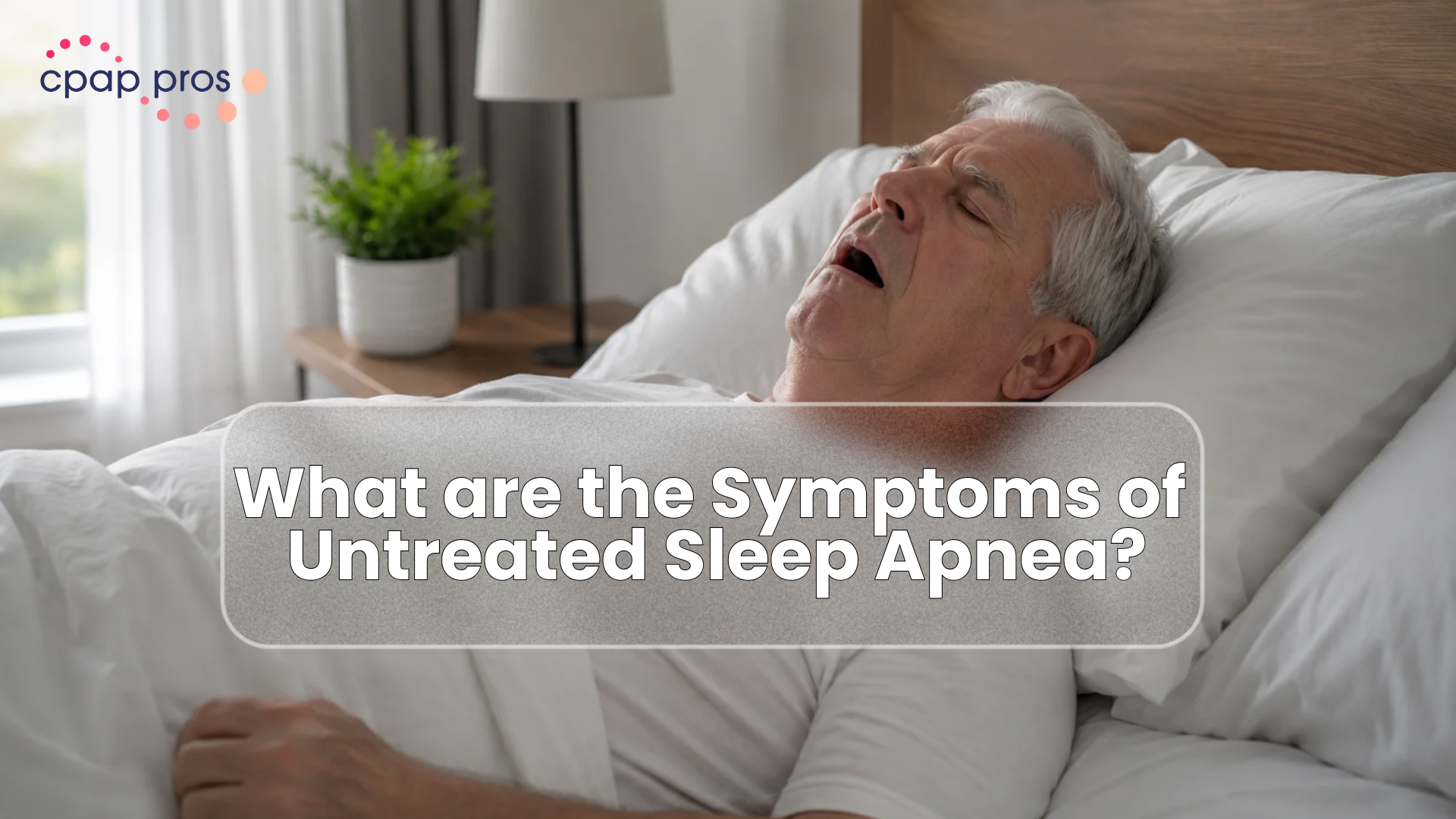 Senior man showing symptoms of untreated sleep apnea while asleep.