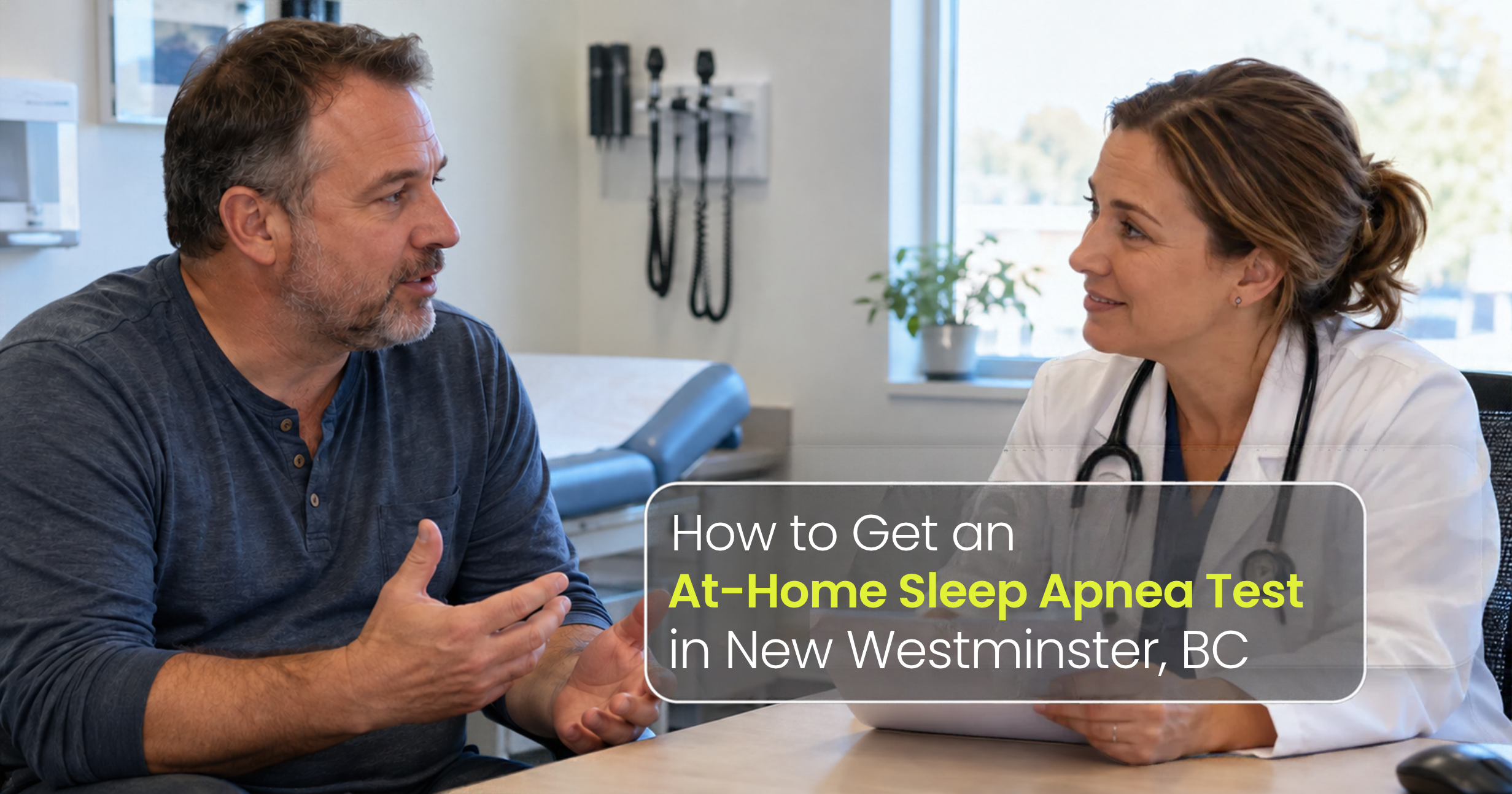 Man discussing sleep concerns with a doctor during a clinic consultation.
